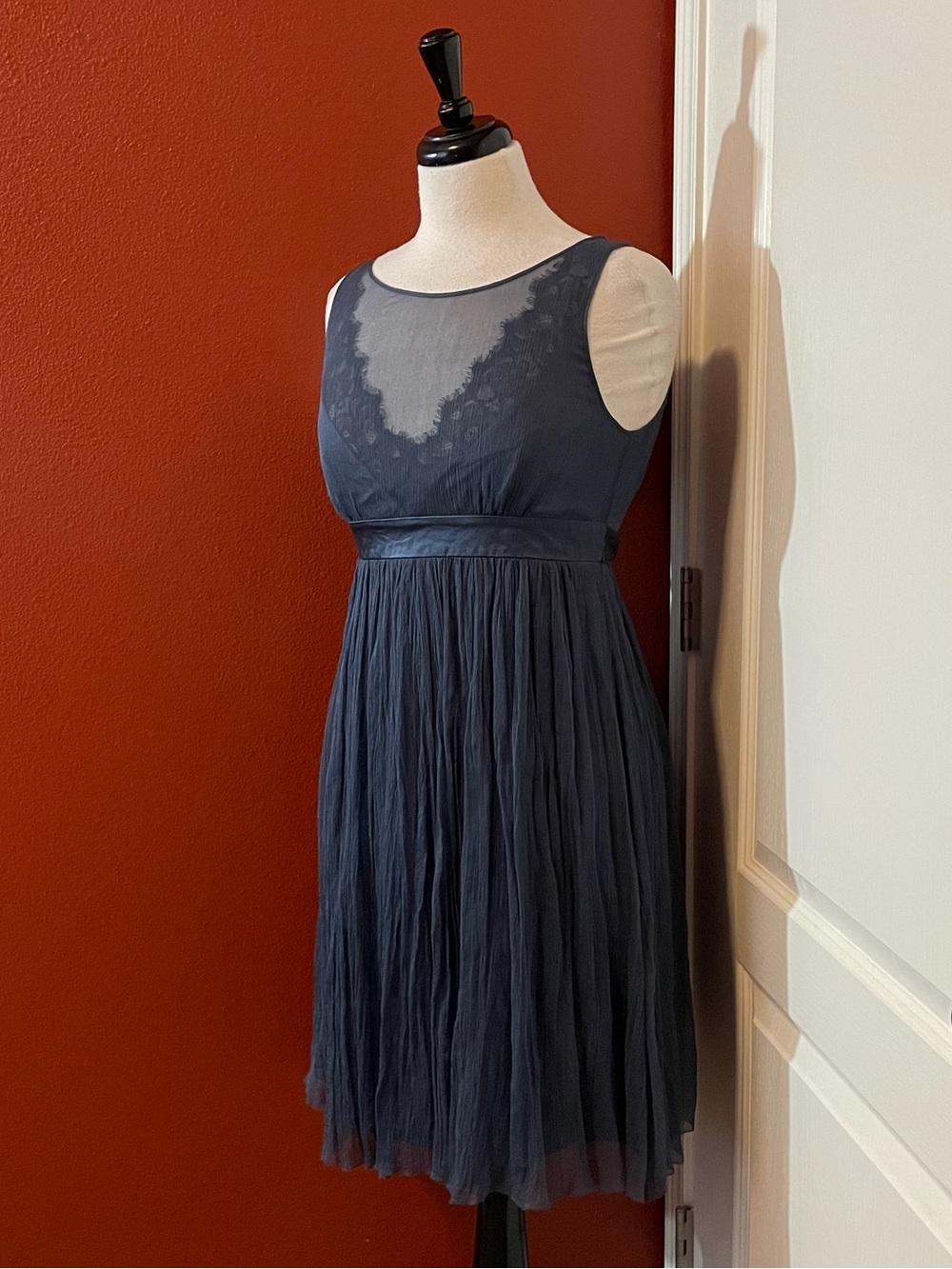 Raja Women’s Silk Overlay Neckline Sheer Blue Whimsigoth Fairy Grunge Dress
